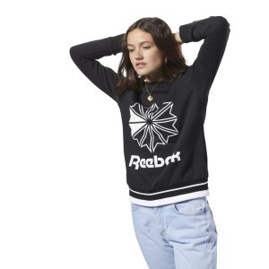 Reebok Classic French Terry Crew Sweatshirt Damen - Schwarz - DE 431-XGL